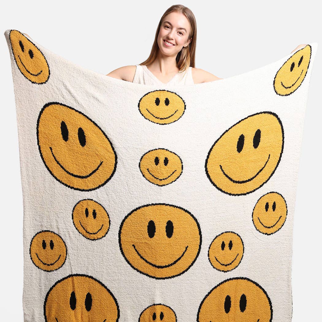 Happy Face Pattern Luxury Soft Throw Blanket