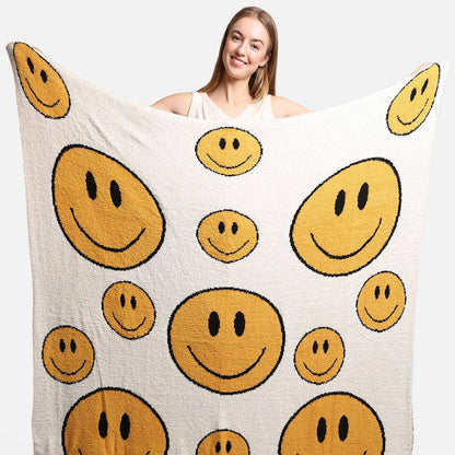 Happy Face Pattern Luxury Soft Throw Blanket