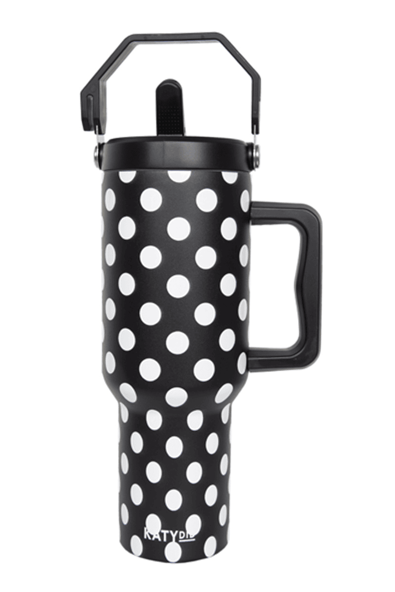 Black & White Polka Dots Tumbler With Designs
