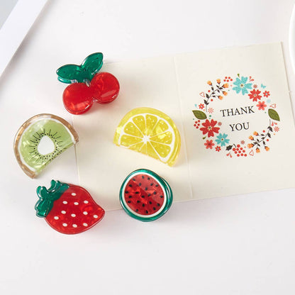Fruit Shape Assorted Color Mini Claw Hair Clip Set