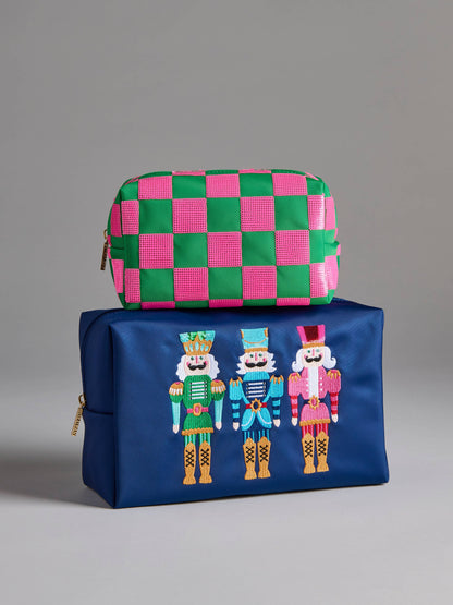 CARA CHECK PATTERN ZIP POUCH,GREEN