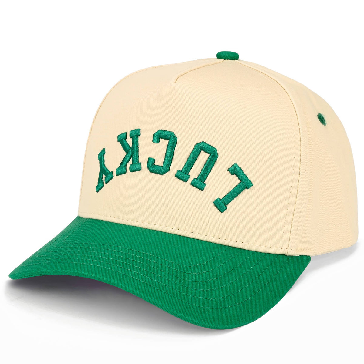 C.C LUCKY Letter Embroidered on Two Tone Trucker Hat