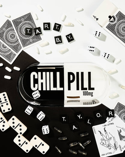 Chill Pill Trinket Tray in Black & White