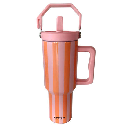 Pink and Orange Striped 38 Oz Cabana Jug Tumbler
