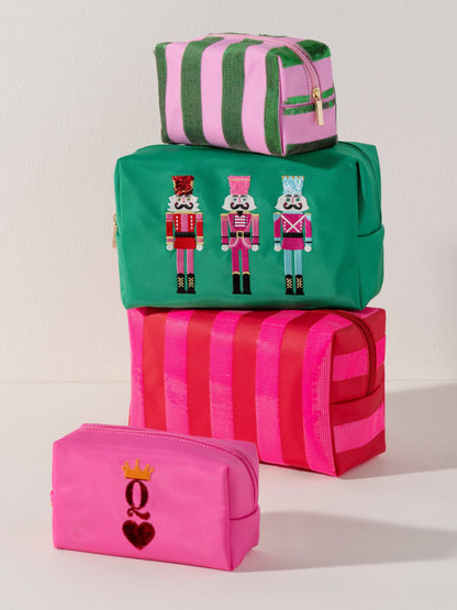 CARA STRIPE ZIP POUCH, GREEN