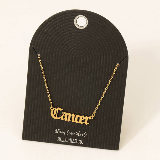 Stainless Steel Old English Cancer Pendant Necklace