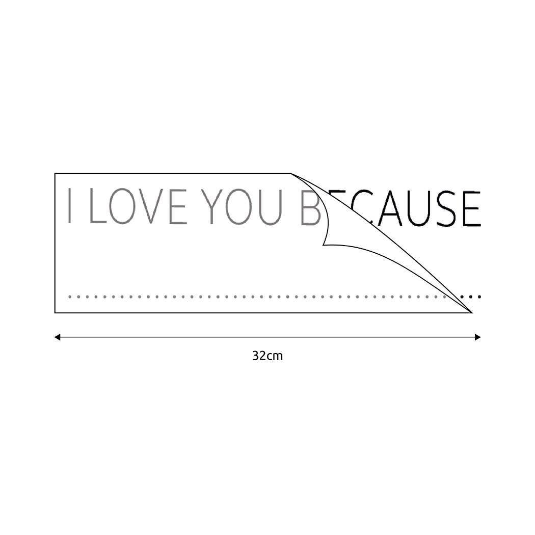 I Love You Because' Mirror Sticker + Pen Vinyl Decal Kit