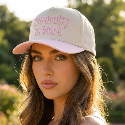 Too Pretty To Work 3D Embroidered Two-Tone Trucker Hat