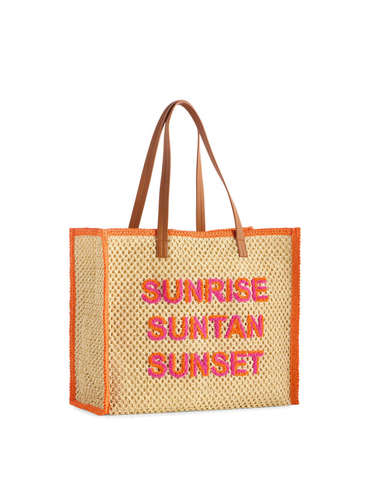 "SUNRISE SUNTAN SUNSET" TOTE,NATURAL