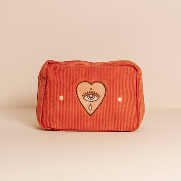 Corduroy Makeup Bag in Rust