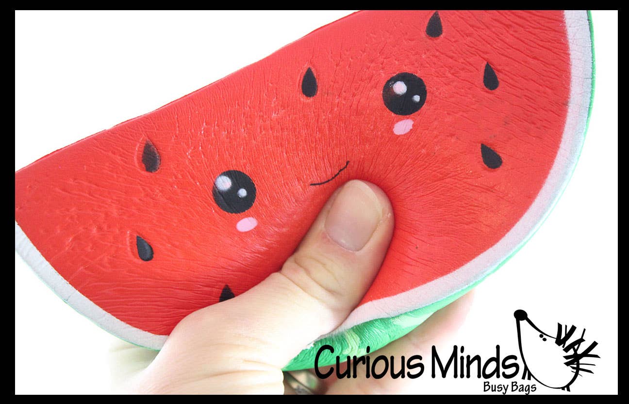1 Squishy Slow Rise Watermelon Slice -  Scented Sensory, Str