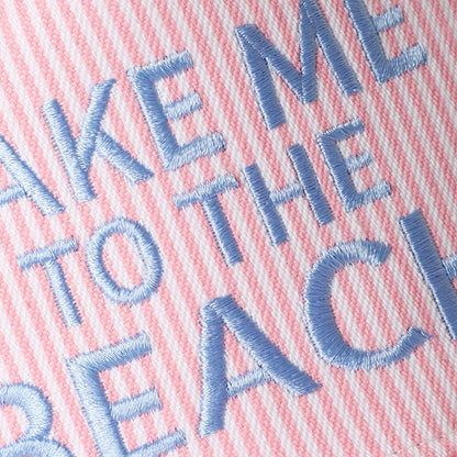 TAKE ME TO THE BEACH Embroidered Seersucker Trucker Hat