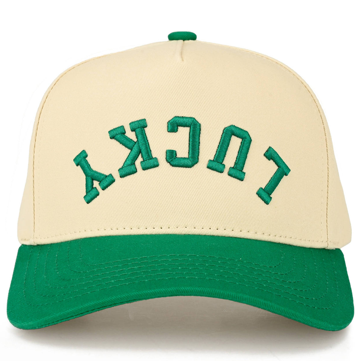 C.C LUCKY Letter Embroidered on Two Tone Trucker Hat