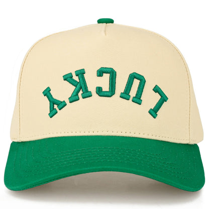 C.C LUCKY Letter Embroidered on Two Tone Trucker Hat