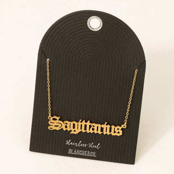 Stainless Steel Old English Sagittarius Pendant Necklace