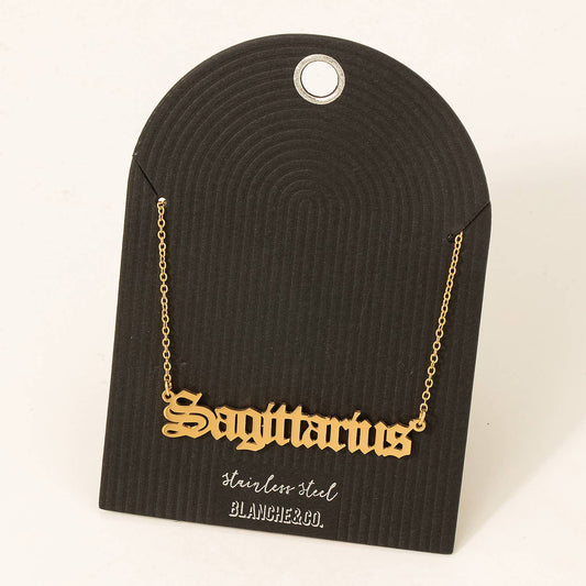 Stainless Steel Old English Sagittarius Pendant Necklace