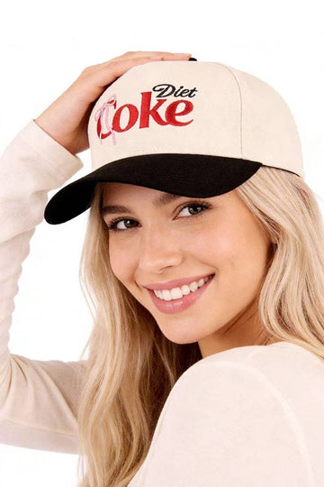 Coquette Bow Diet Coke Two Tone Cotton Hat SI-29570 Zenana Consgt.
