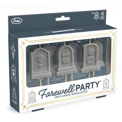 FAREWELL PARTY Tombstone Candles - Set of 6