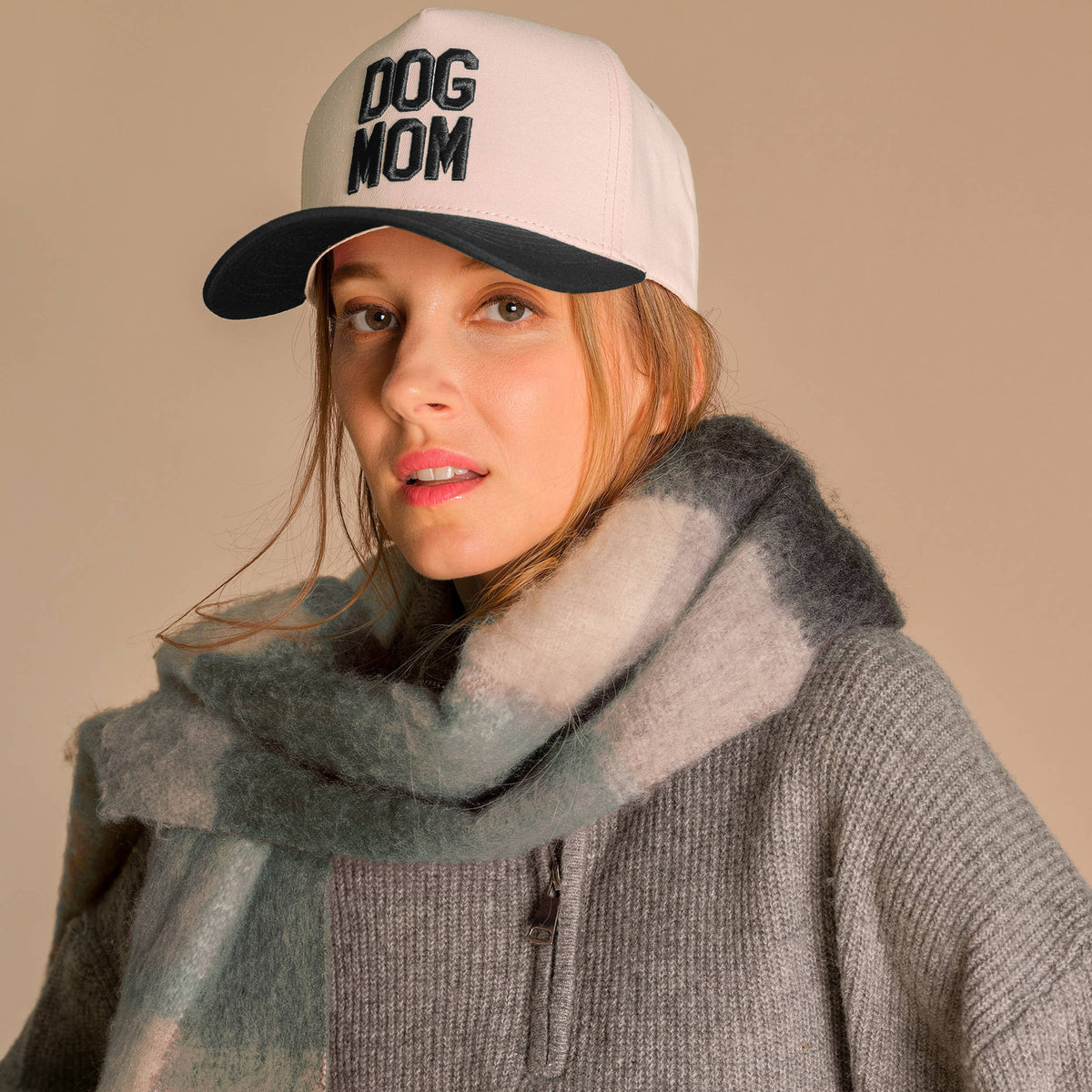 C.C DOG MOM Embroidered Two Tone Trucker Cap