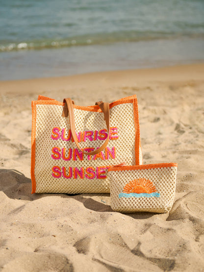 "SUNRISE SUNTAN SUNSET" TOTE,NATURAL