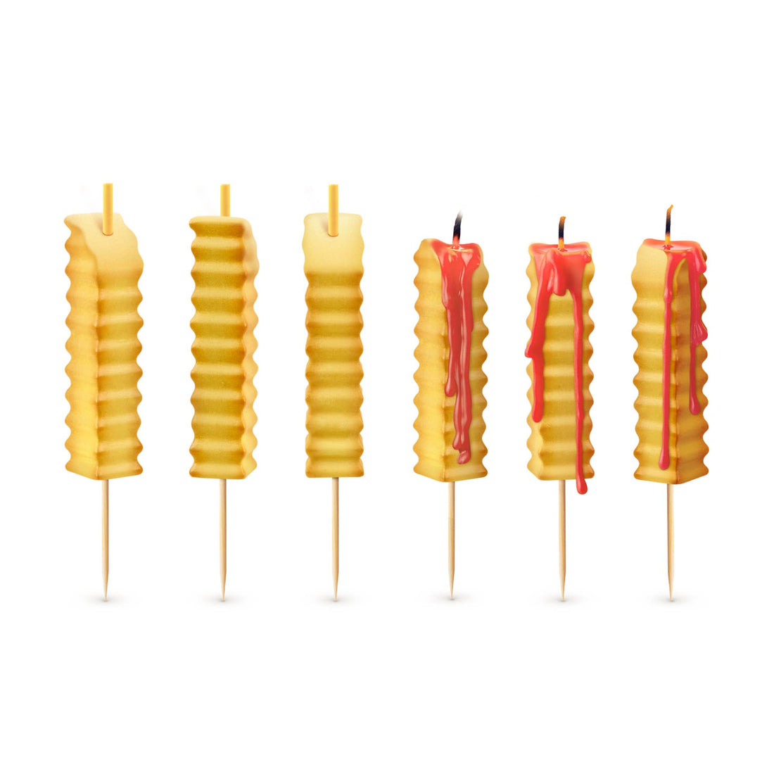 HOT AND CRISPY French Fry Candles, Melts Red Wax - Set of 6