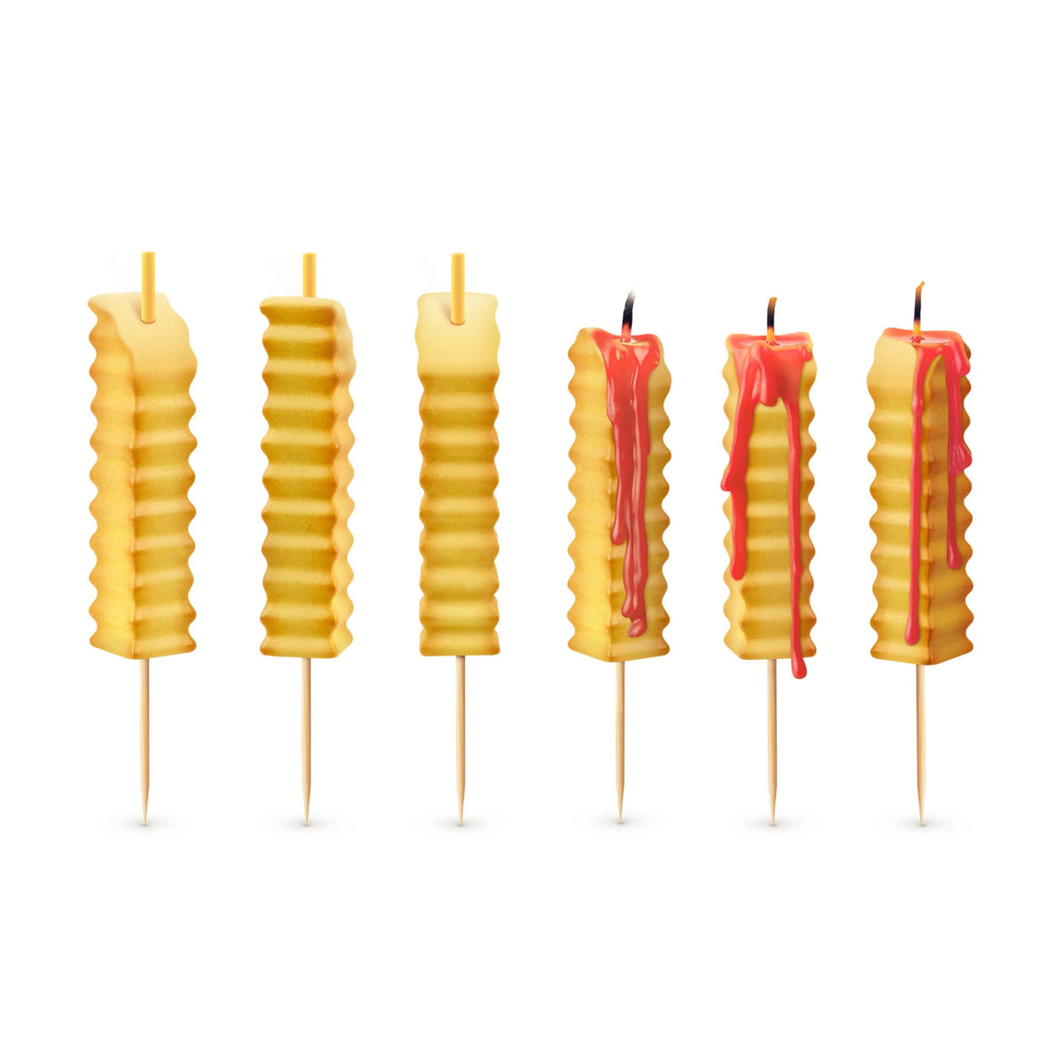 HOT AND CRISPY French Fry Candles, Melts Red Wax - Set of 6