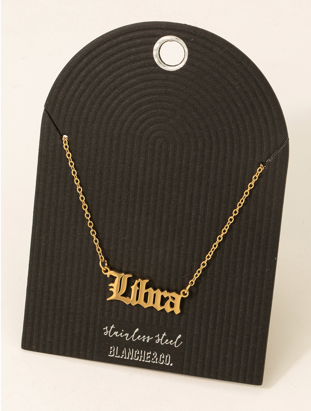 Stainless Steel Old English Libra Pendant Necklace