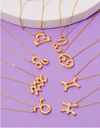 Gold Dipped Zodiac Sign Pendant Necklace