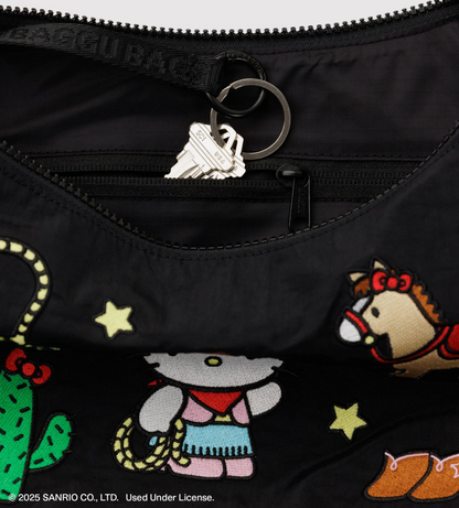 Medium Nylon Crescent Bag - Embroidered Hello Kitty Western