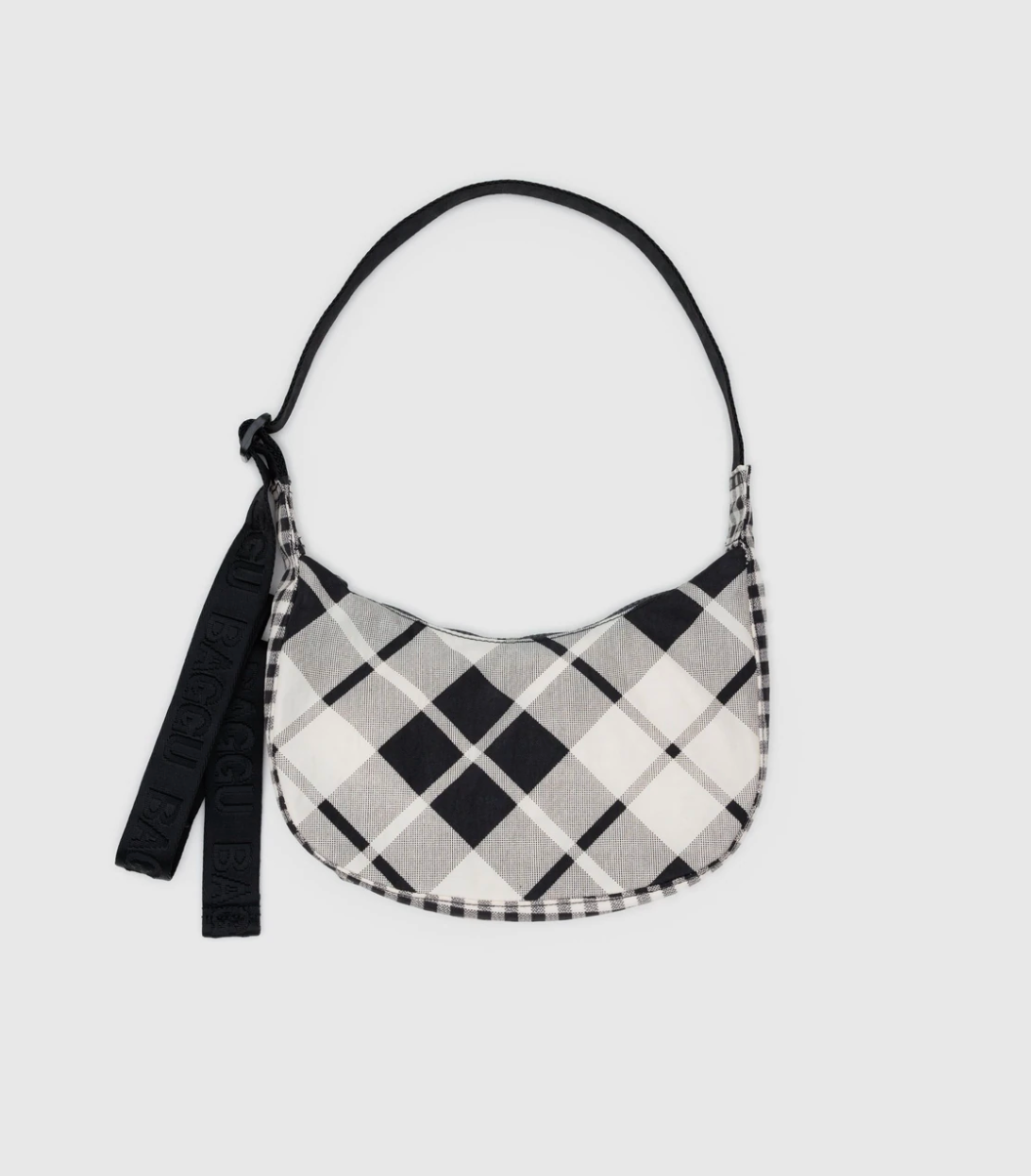 Small Nylon Crescent Bag - Mixed Plaid
