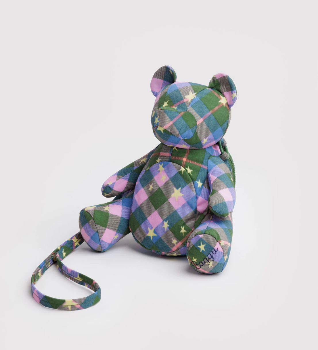 Bear Bag - Green Star Plaid