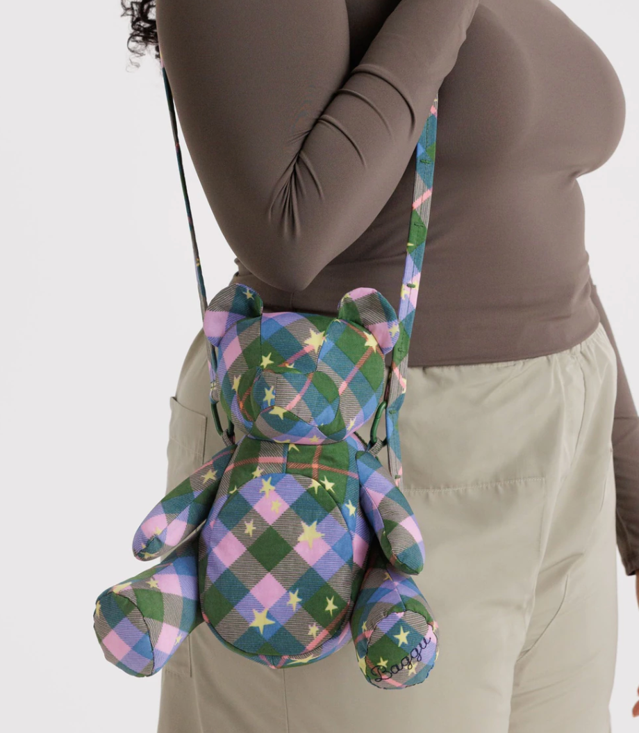 Bear Bag - Green Star Plaid