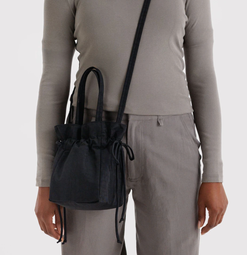 Nylon Drawstring Bag - Black