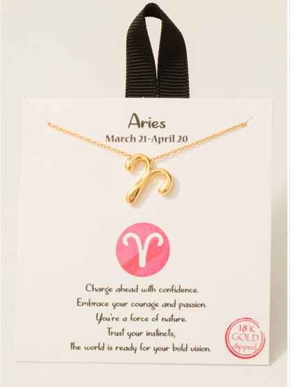 Gold Dipped Zodiac Sign Pendant Necklace