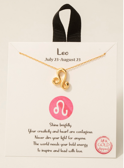 Gold Dipped Zodiac Sign Pendant Necklace