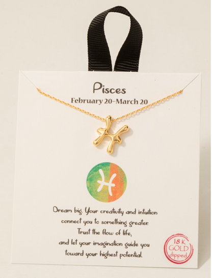 Gold Dipped Zodiac Sign Pendant Necklace
