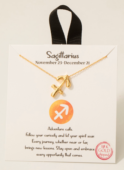 Gold Dipped Zodiac Sign Pendant Necklace