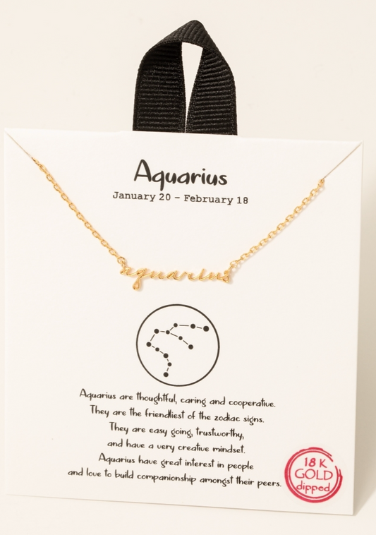 Gold Dipped Zodiac Sign Pendant Necklace