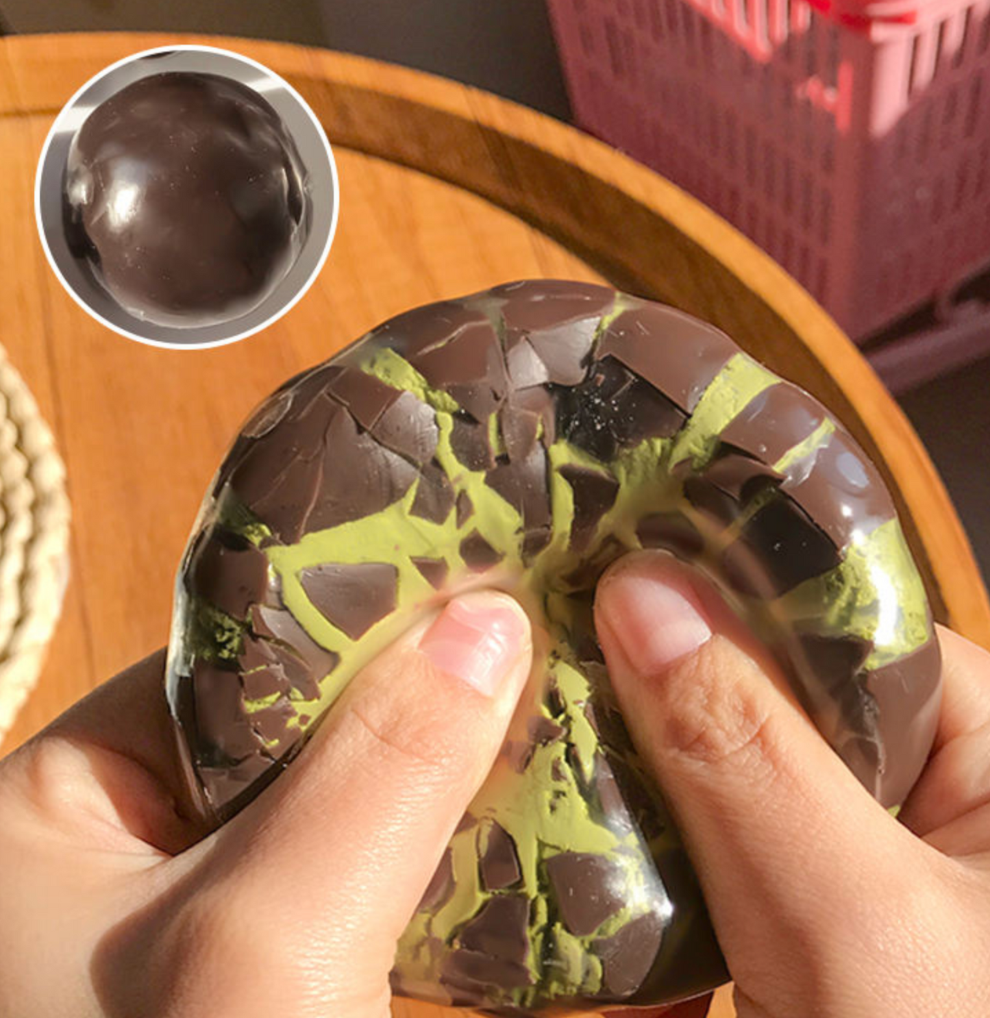 Mint Chocolate Crispy Shell ASMR Sensory Squishy Squeeze Toy with Slow Rebound for Stress Relief Novelty Fidget Toy