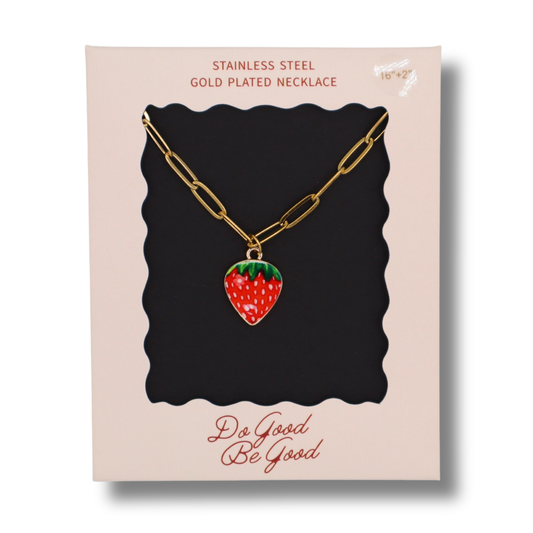 Strawberry Charm Gold Plated Necklace