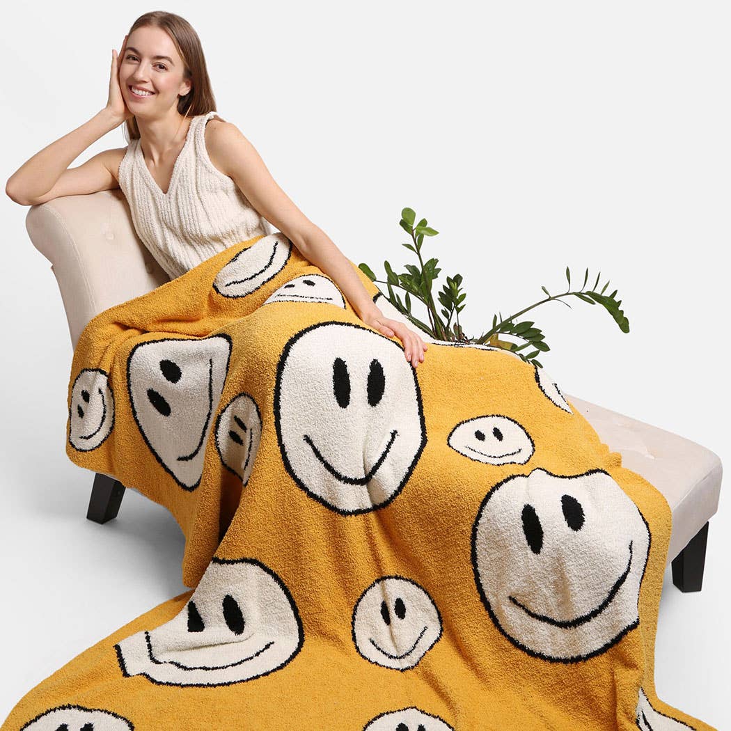 Happy Face Pattern Luxury Soft Throw Blanket