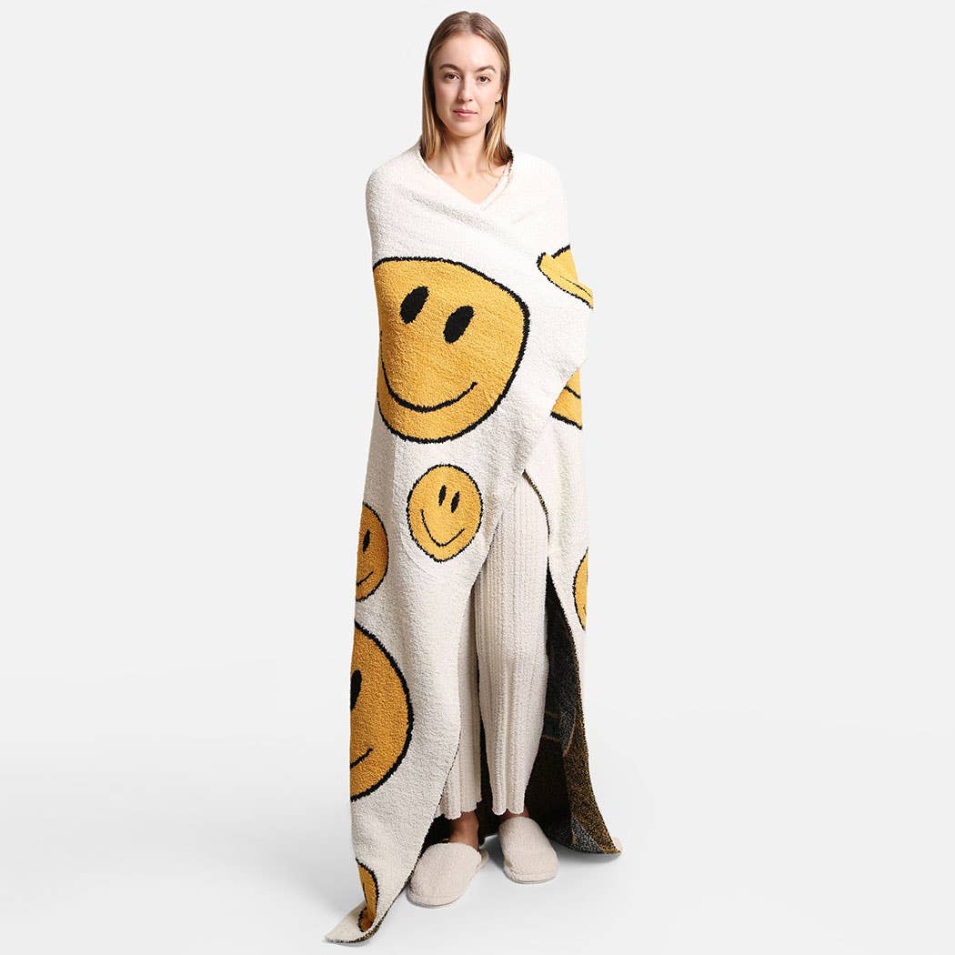 Happy Face Pattern Luxury Soft Throw Blanket