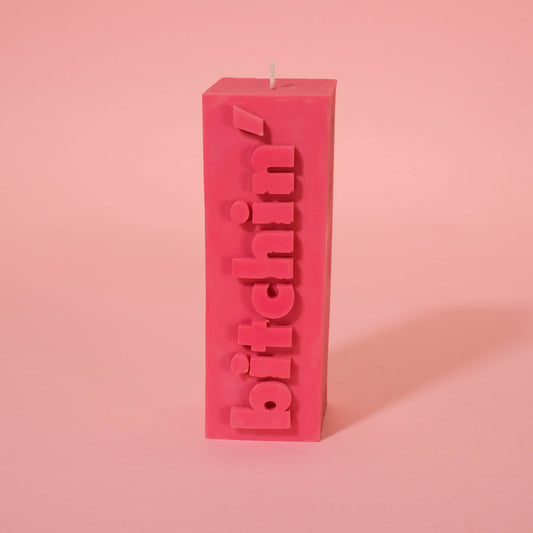 BITCHIN' Slogan Block Pillar Candle