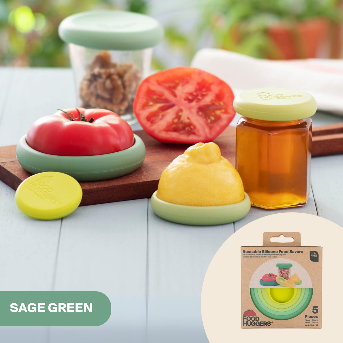 Sage Green Food Huggers - Set of 5