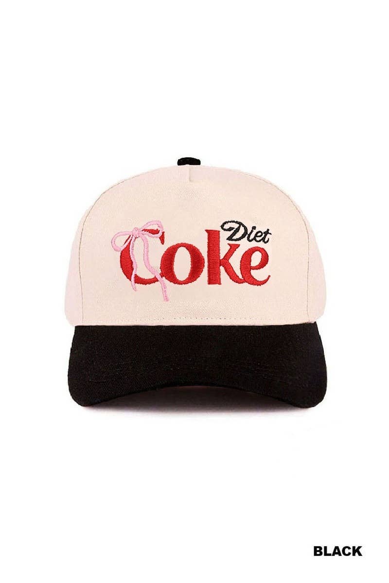 Coquette Bow Diet Coke Two Tone Cotton Hat SI-29570 Zenana Consgt.