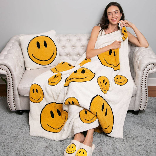 Happy Face Pattern Luxury Soft Throw Blanket