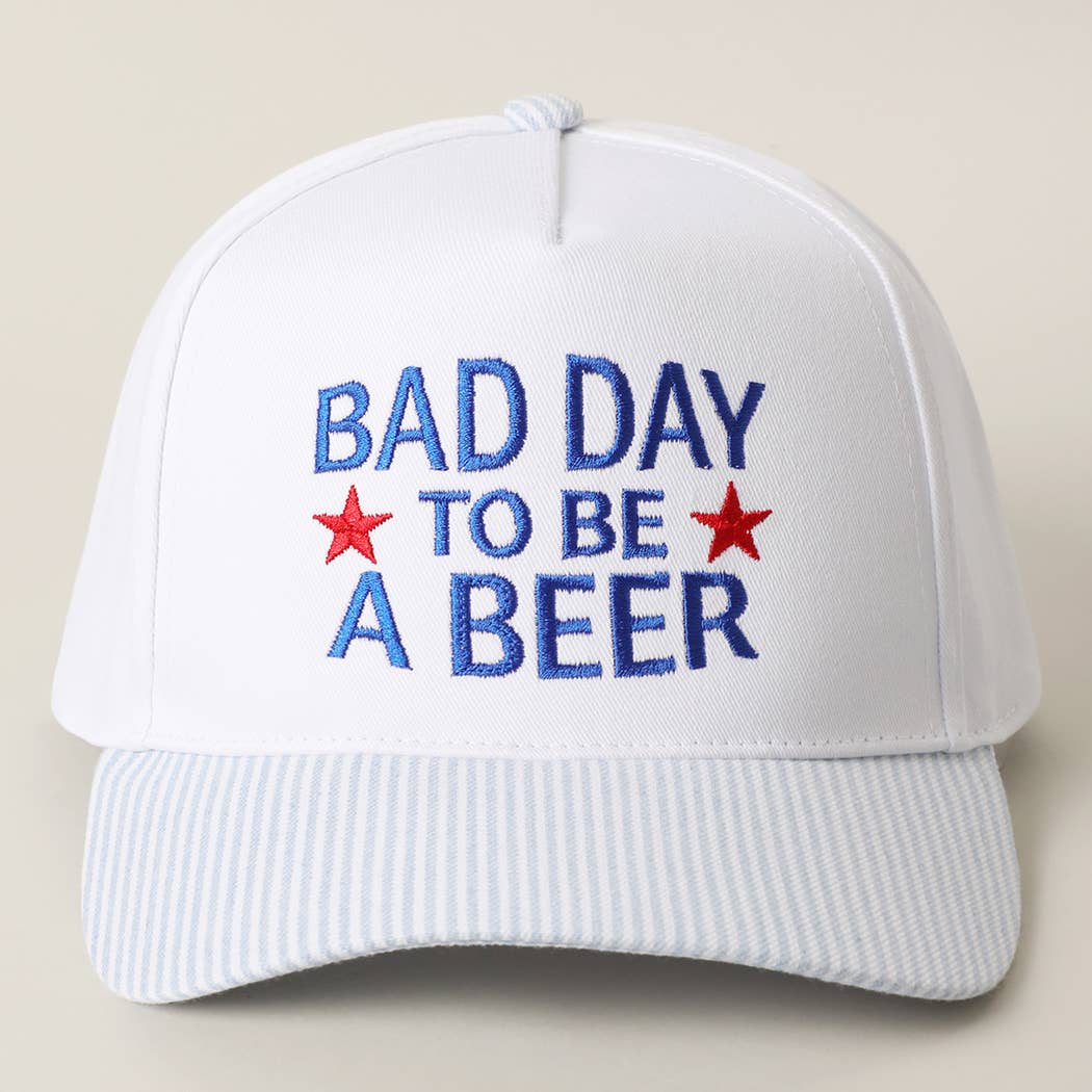 BAD DAY TO BE A BEER Embroidered Seersucker Brim Trucker Hat