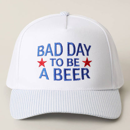 BAD DAY TO BE A BEER Embroidered Seersucker Brim Trucker Hat