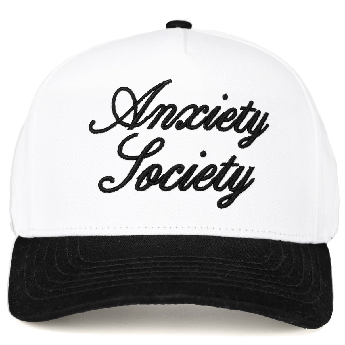 C.C ANXIETY SOCIETY Embroidered Letter Two Tone Trucker Hat