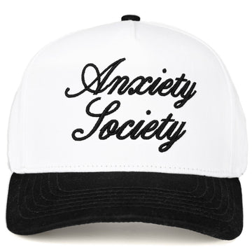 C.C ANXIETY SOCIETY Embroidered Letter Two Tone Trucker Hat